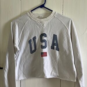 Brandy Melville White and Gray Crew Neck Sweaters